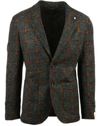 L.B.M. 1911 - Textured Rounded Jacket With Checkered Pattern And Button Closure - Lyst