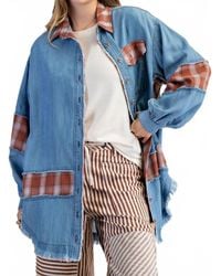 Easel - Plaid Chambray Button Down Shirt - Lyst