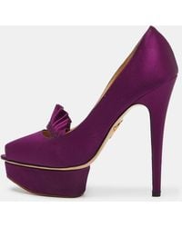 Charlotte Olympia - Satin Peep Toe Platform Pumps - Lyst