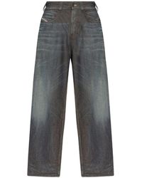 DIESEL - Ultra-Wide Leg Jeans With Faded Dark Denim Wash - Lyst