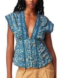 Free People - Floral Print Lace Blouse - Lyst
