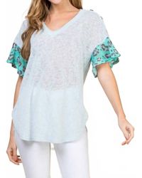 Emerald Collection - Lace Button Trim V Neck Top - Lyst