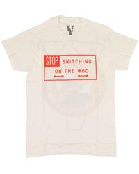 Vlone(GOAT) - X Pop Smoke 'stop Snitching' Short Sleeves T-shirt - White/red - Lyst