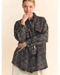 Davi & Dani - Quilted Denim Shirt Jacket - Lyst