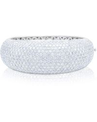 Diana M. Jewels - 18 Kt White Gold Pave Bangle - Lyst