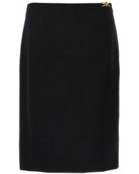 Versace - Tailored Stretch Wool Midi Skirt With Logo Detail - Lyst