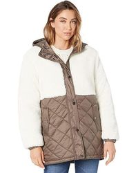 Sanctuary - Mix Media Jacket Ivory Sherpa Quilted Hooded Jdm772 - Lyst