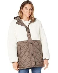 Sanctuary - Mix Media Jacket Ivory Sherpa Quilted Hooded Jdm772 - Lyst
