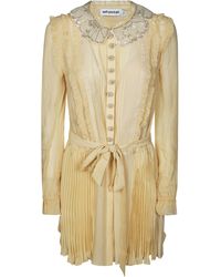Self-Portrait - Georgette Flared Pleated Mini Dress - Lyst
