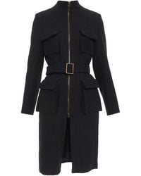 Lanvin - Wool Cargo Pocket High Neck Long Coat - Lyst