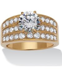 Palmbeach Jewelry - 3.18 Tcw Round Cz Ion-Plated Stainless Steel Three Row Pave Engagement Ring - Lyst