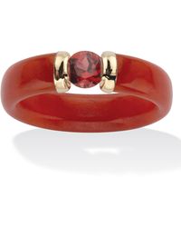 Palmbeach Jewelry - 60 Cttw. Genuine Jade And Round Cut Garnet 10K Solid Ring - Lyst