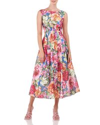 Kay Unger - Floral Pleated Cocktail And Party Dress - Lyst