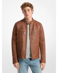 Michael Kors - Leather Double-Zip Racer Jacket - Lyst