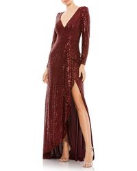 Ieena for Mac Duggal - Sequined Long Evening Dress - Lyst