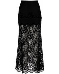 Rabanne - Lace And Jersey Midi Skirt - Lyst