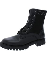 Calvin Klein - Galica Faux Leather Ankle Combat & Lace-up Boots - Lyst