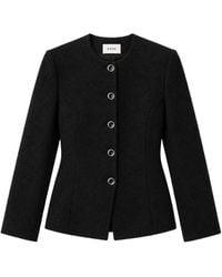 Rohe - Shaped Bouclé Wool Blazer With Rounded Neckline And Metal Button Closure - Lyst