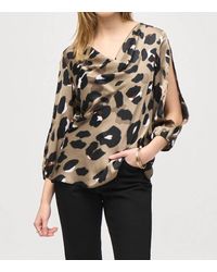 Joseph Ribkoff - Animal Print Cowl Neck Satin Top - Lyst