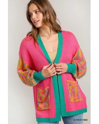TRUEDAMES - Animal Print Open Front Sweater Cardigan - Lyst