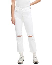 7 For All Mankind - Denim Straight Fit Cropped Jeans - Lyst