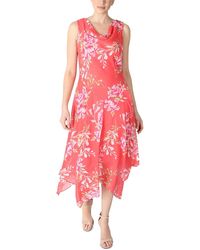 Signature By Robbie Bee - Petites Cowl Neck Floral Wear To Work Dress - Lyst