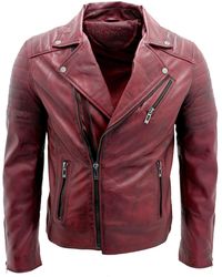 Infinity Leather - Slim Fit Brando Style Cross Zip Leather Biker Jacket - Lyst