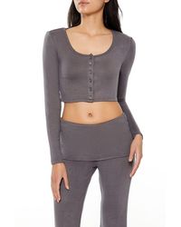 Forever 21 - Button-Front Crop Top - Lyst