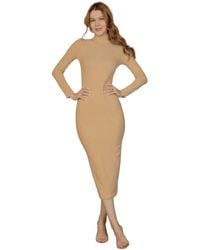 TRUEDAMES - Ribbed Mock Neck Long Sleeve Bodycon Midi Dress - Lyst