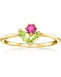RS Pure - By Ross-Simons Rhodolite Garnet And Peridot Flower Ring - Lyst