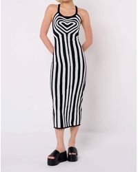 Another Girl - Monochrome Heart Illusion Knit Midi Dress - Lyst