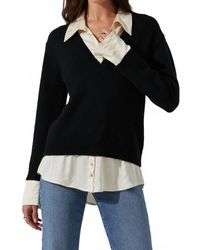 Astr - Jianna Mixed Media Layered Sweater - Lyst