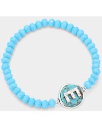 Fashnzfab - E- Initial Monogram Charm Faceted Beaded Stretch Bracelet - Lyst