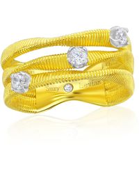 Suzy Levian - The Golden Helix Sterling Cubic Zirconia Coil Three Row Twisted Ring - Lyst
