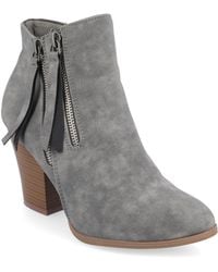 Journee Collection - Vally Inside Zip Stacked Heel Booties - Lyst