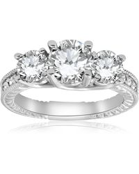 Pompeii3 - 2 1/2ct Vintage Three Stone Diamond Engagement Ring - Lyst