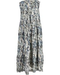 Ba&sh - Printed Midi Strapless Tiered Dress - Lyst