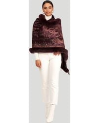 Gorski - Printed Cashmere Stole With Fox Tape Top And Bottom - Lyst