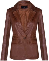 Infinity Leather - One Button Leather Blazer Jacket-Newhaven - Lyst