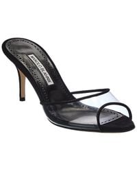 Manolo Blahnik - Jadifa 70 Vinyl & Suede Sandal - Lyst