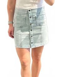 She + Sky - Acid Wash Sage Demin Skirt With Stars On Back - Lyst