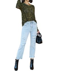 Kori - Contrasting Round Animal Print Top - Lyst