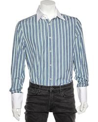 DSquared² - Striped Cotton Contrast Collar Button Front Shirt - Lyst