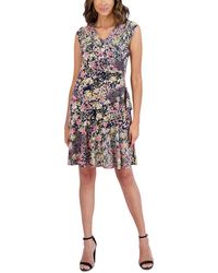 Signature By Robbie Bee - Petites V-neck Knee Wrap Dress - Lyst