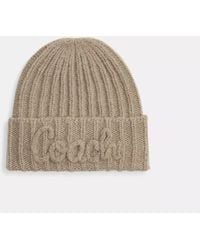 COACH - Coach Script Knit Beanie - Lyst
