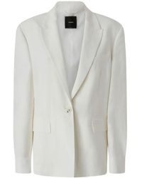 Pinko - Umbrella Tailored Belted Viscose-Linen Blazer - Lyst