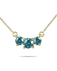 Monary - 1 Carat Tw Blue Diamond Three Stone Pendant Necklace - Lyst