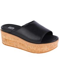 Fitflop - Eloise Ft5-001 Slides Sandals Leather Cork Wrap Wedge - Lyst
