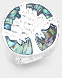 Fashnzfab - Abalone Tree Of Life Stretch Ring - Lyst