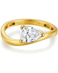 MAX + STONE - Solid 10K 2 Carat Pear Cut Cubic Zirconia Wavy Band Engagement Ring - Lyst